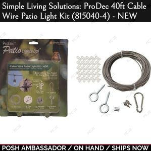 Simple Living Solutions: ProDec 40ft CableWire Patio Light Kit (815040-4) - NEW